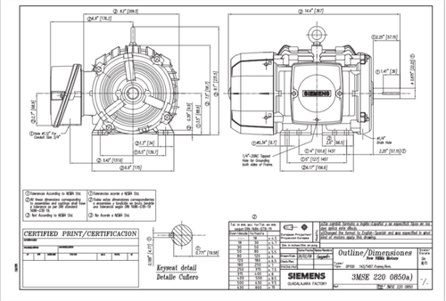 SIEMENS Motor,HP 1.5,145T,208-230/460V A7B10001013494
