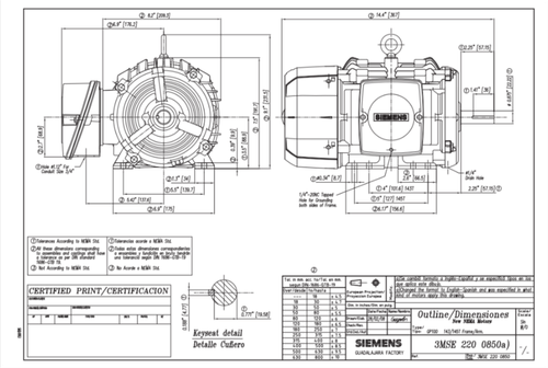 SIEMENS Motor,HP 5,Arm.184T,40 Grd. C, A7B10001013493